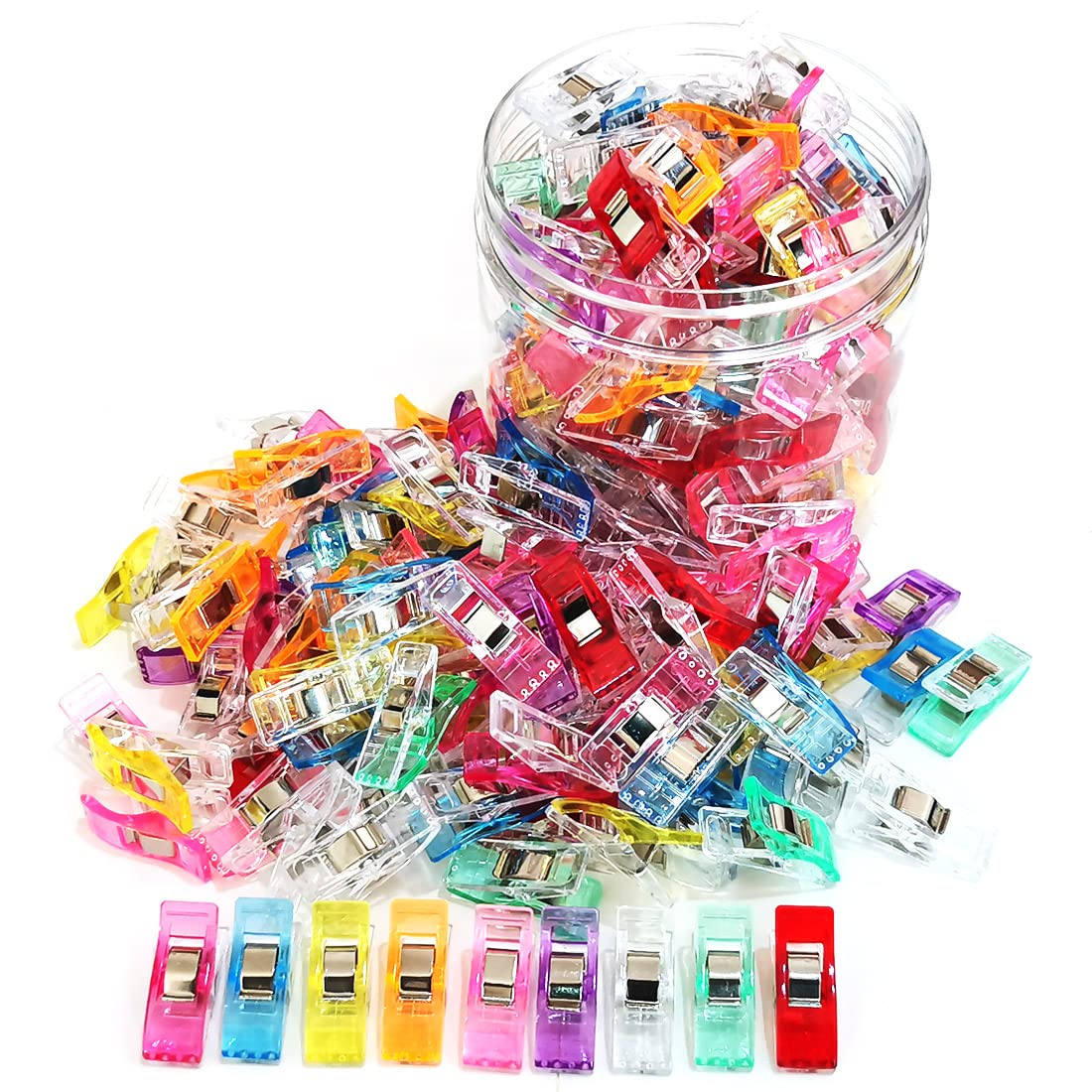 Premium Plastic Clips, 100 Pcs with Box, Sewing Notions for Sewing Quilting Supplies Crafting Tools, Assorted Colors for Craft