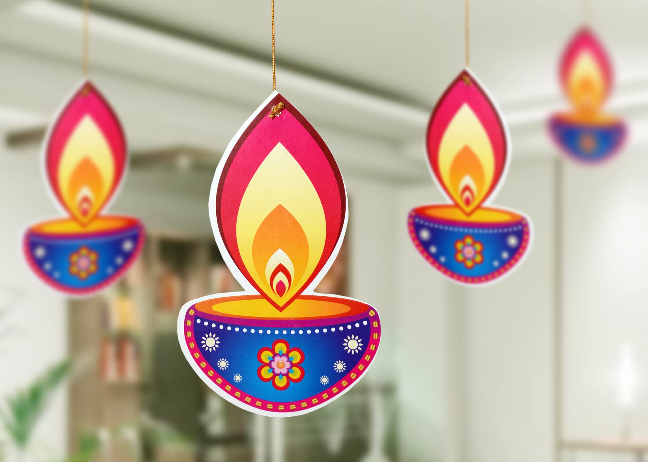 Buy TOYXE Paper Hanging Deepak for Diwali Decoration Set of 10 Pcs ...