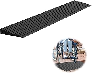 Nuvium 1" Rise Threshold Ramps for Doorways, 2000 Lbs Load Capacity, 35.5" Wide Natural Rubber Power Wheelchair Ramp is Ad...