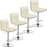 Yaheetech Bar Stools Set of 4&comma; PU Leather Swivel Barstools&comma; Height Adjustable Counter Chairs&comma; Modern Stools with Back for Bar Kitchen Island Dining Room&comma; 4pcs&comma; Beige