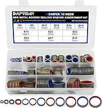 Daptemn 245pcs Bonded Seal Washer, NBR Metric Metal Automotive Sealing Washers Assortment Kit Self-Centred Sealing Rubber ...