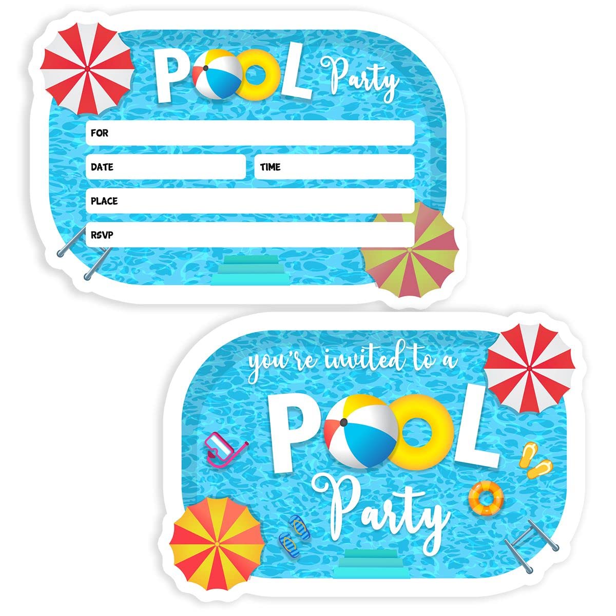 Buy Pool Birthday Party Invitation card for kids - 20 Summer Birthday ...