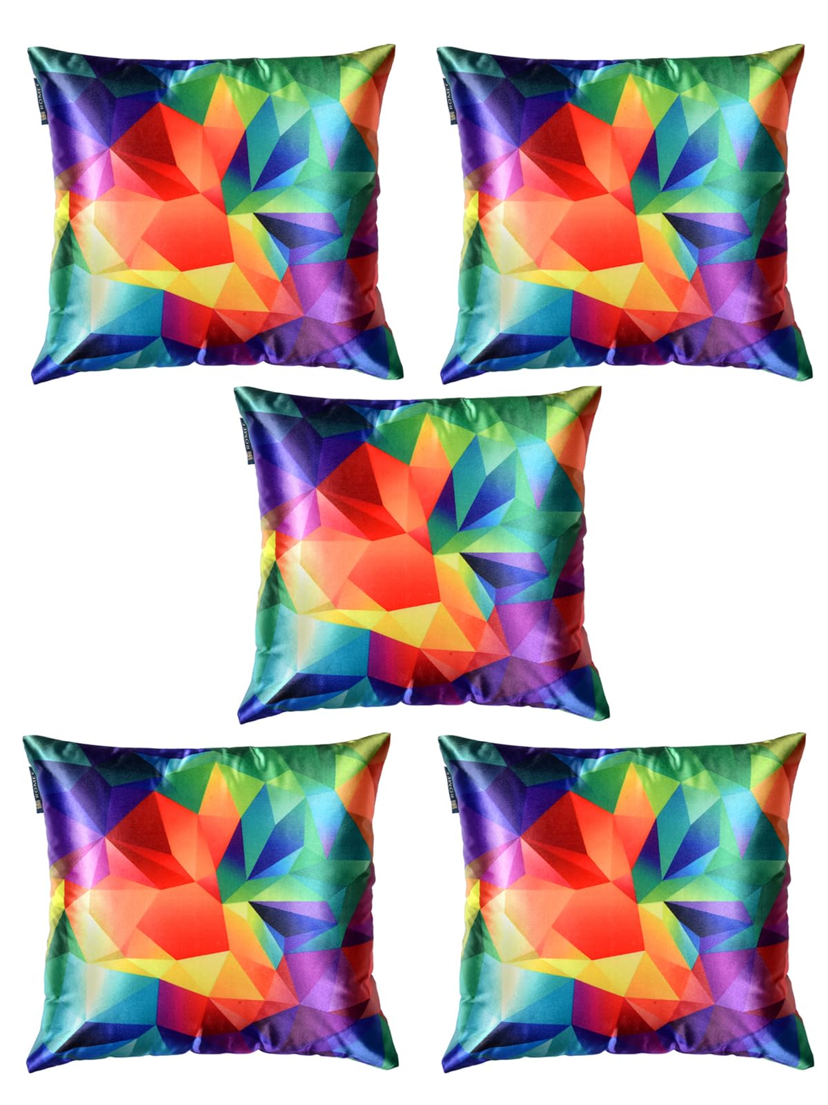 ROMEE Polyester Abstract 3D Digital Printed Cushion Cover 16x16 inch, Set of 5 - Multicolor