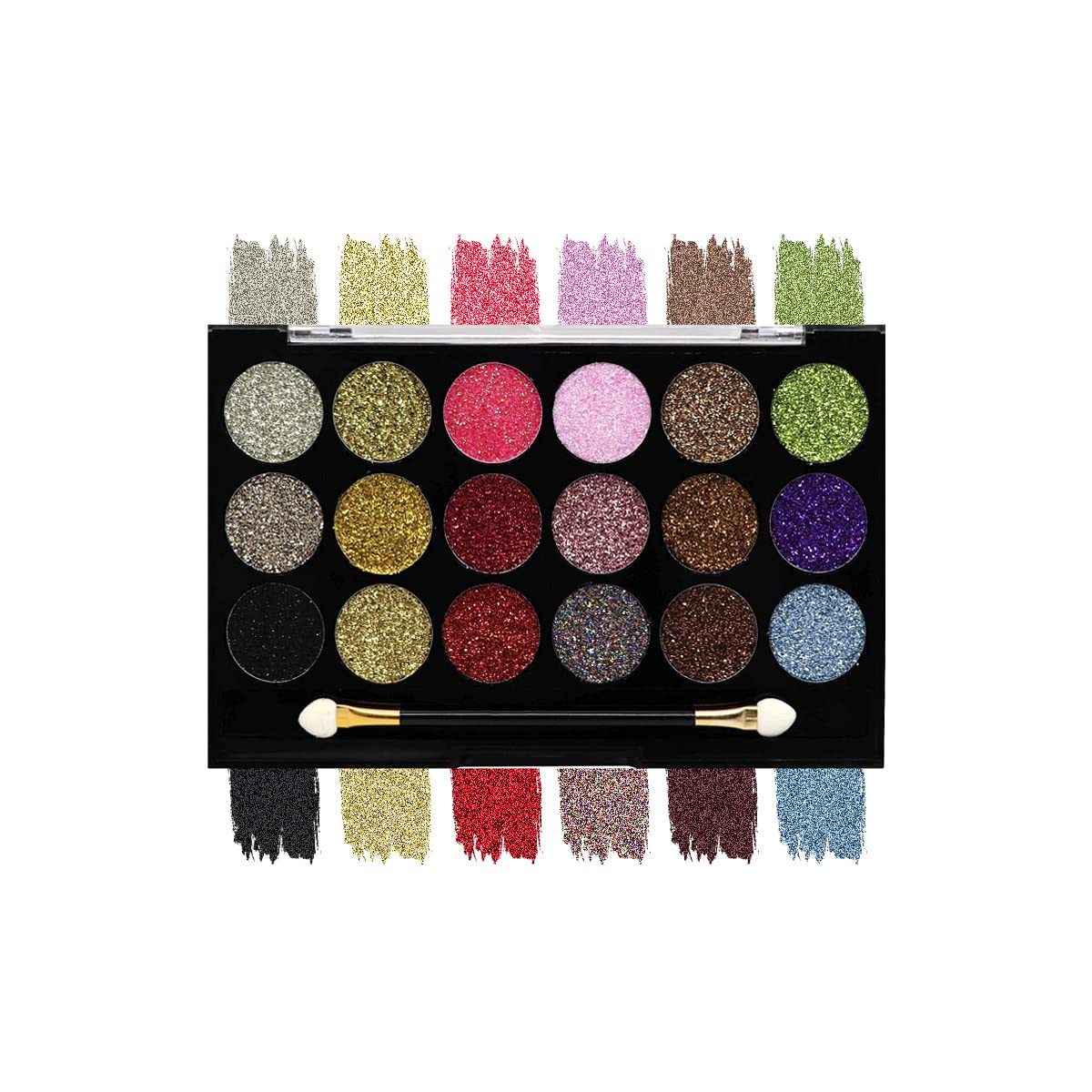 Matt look 18 Color Glittering Eyeshadow & Highlighter Palette, Bright Vibrant Colors, Creamy In Texture Highly Pigmented, Easily Blendable & Long Lasting with Eye Makeup Brush - Limited Edition (18 g)