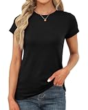 Womens Short Sleeve Tops Summer T Shirts Round Neck Causal Fashion Basic Tee