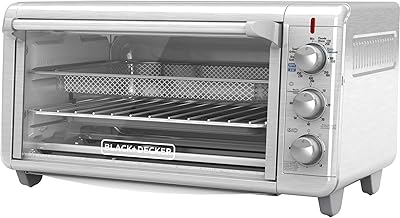 BLACK+DECKER Crisp 'N Bake Air Fry Toaster Oven, 8-Slice, 5 Cooking Functions, 60 Minute Timer, Stainless Steel