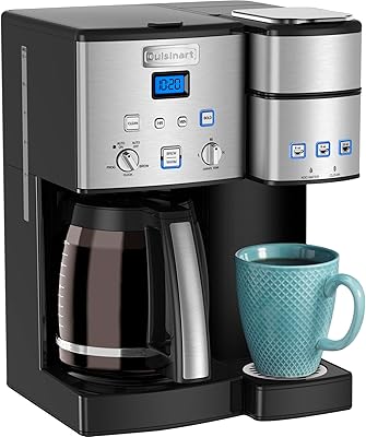 Cuisinart Single Serve + 12 Cup Coffee Maker, Offers 3-Sizes: 6-Ounces, 8-Ounces and 10-Ounces, Stainless Steel, SS-15P1