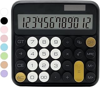 Black Calculator, UPIHO Standard Calculator 12 Digit with Large LCD Display and Big Buttons,Black Gold Office Accessories ...