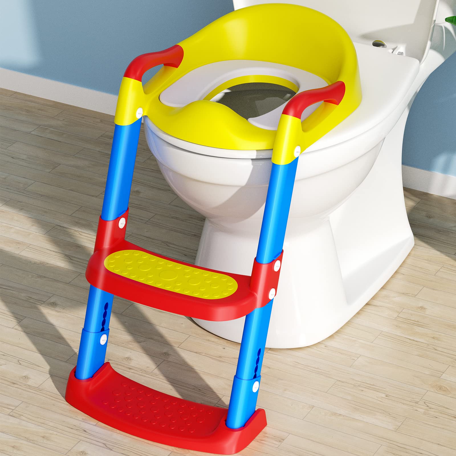 Buy Potty Training Toilet Seat with Step Stool Ladder PU Padded Potty ...