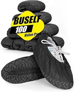 Buself X-Large 100 Count Shoe Covers Disposable Non-Slip, Premium Cloth Boot Covers, Slip-resistant, Durable, Breathable, ...