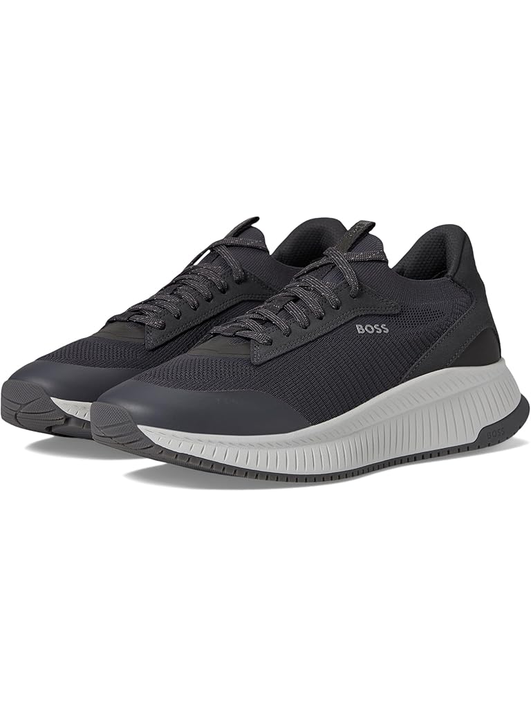 Gray BOSS Modern Knit Structure Running Sneakers