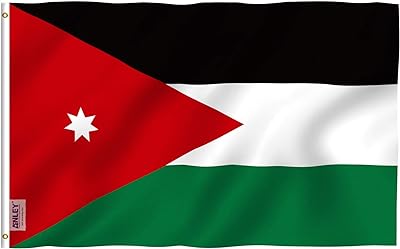 ANLEY Fly Breeze 3x5 Feet Jordan Flag - Vivid Color and Fade Proof - Canvas Header and Double Stitched - Hashemite Kingdom of Jordan Flags Polyester with Brass Grommets 3 X 5 FT