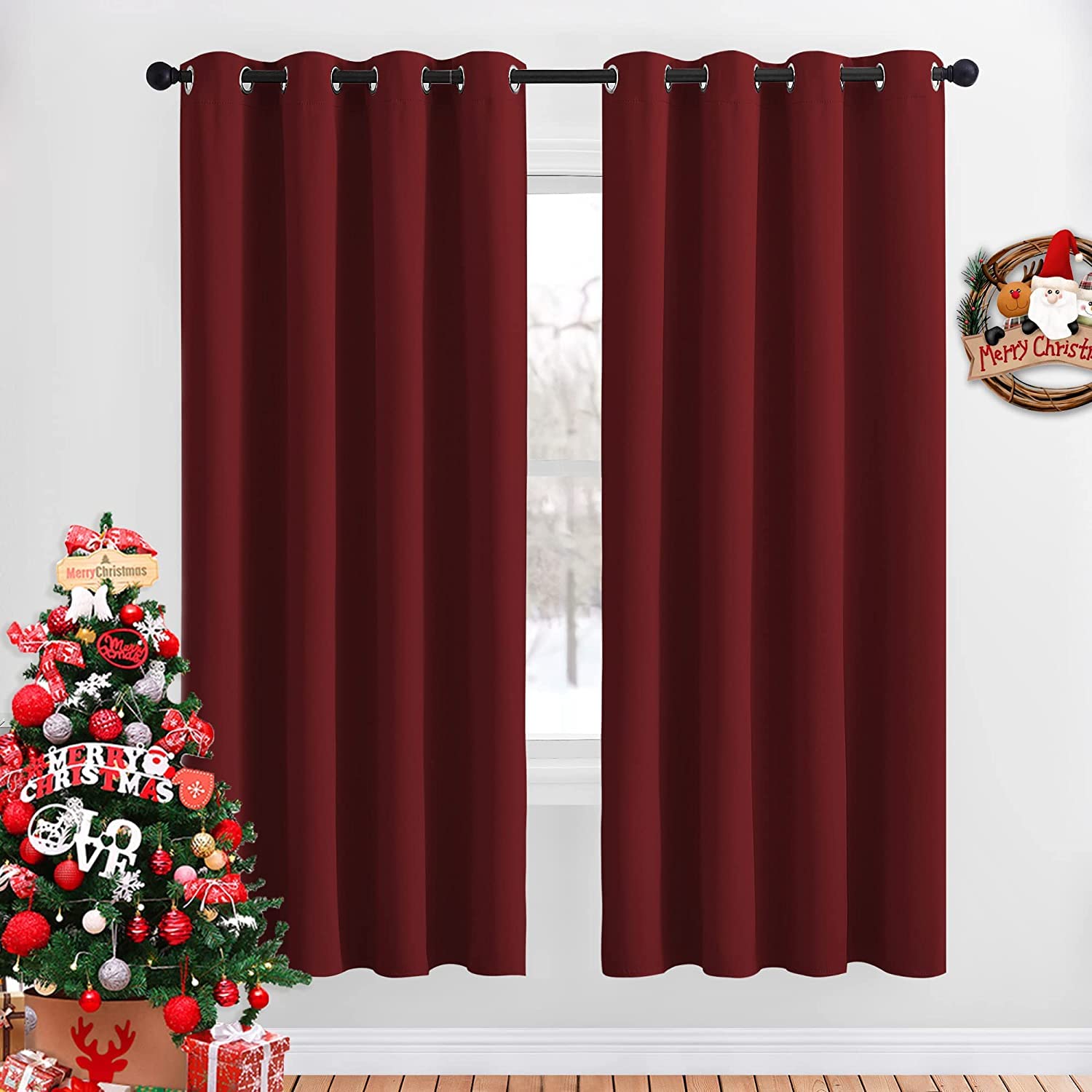 F2L Living Room Bedroom Room Darkening Curtains for Window | Blackout | Thermal Insulated Noise Reducation (Color Maroon| 6 Feet Long Set of 2 | Luxurios Edition)