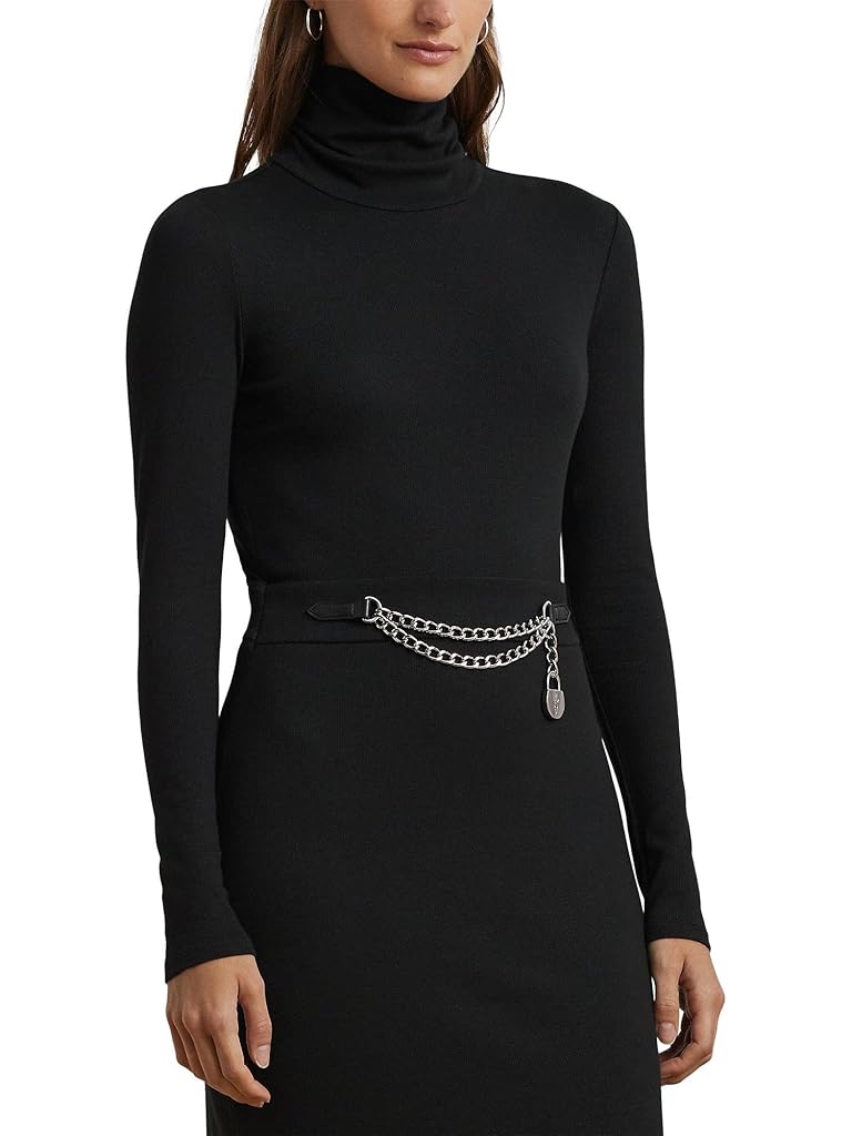 Lauren Ralph Lauren Chain-Trim Rib-Knit Turtleneck Dress