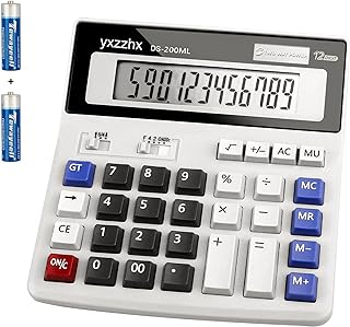 Desk Calculator 12 Digit Extra Large 4.3-Inch LCD Display, Two Way Power Battery and Solar Calculators Desktop, Big Button...