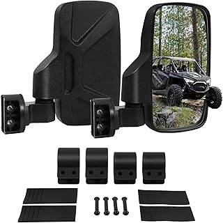 UTV Side Mirrors with 1.65" to 2" Roll Cage Bar, 360° Rotate Adjustable Rearview Mirror, Side by Side Mirrors for Polaris ...