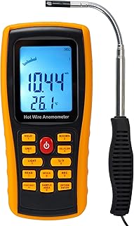 Hot Wire Anemometer, Handheld CMM CFM Meter, Air Flow Velocity Meter, Air Temperature Gauge, Wind Speed Meter with Backlit...