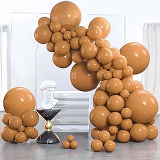 PartyWoo Caramel Brown Balloons, 140 pcs Boho Brown Balloons Different Sizes Pack (5 *18", 30* 12", 40* 10", 65* 5") Matte...