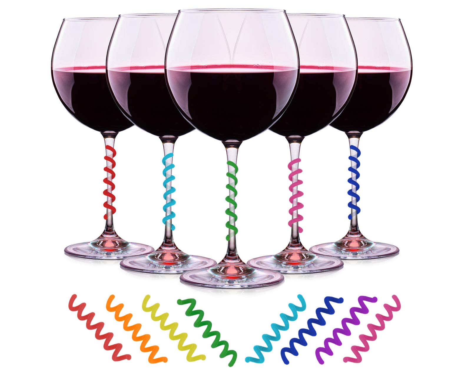 Wine Glass Charms Set of 8 Silicone Drink Markers for Cocktails, Martinis, Champagne Flutes and More