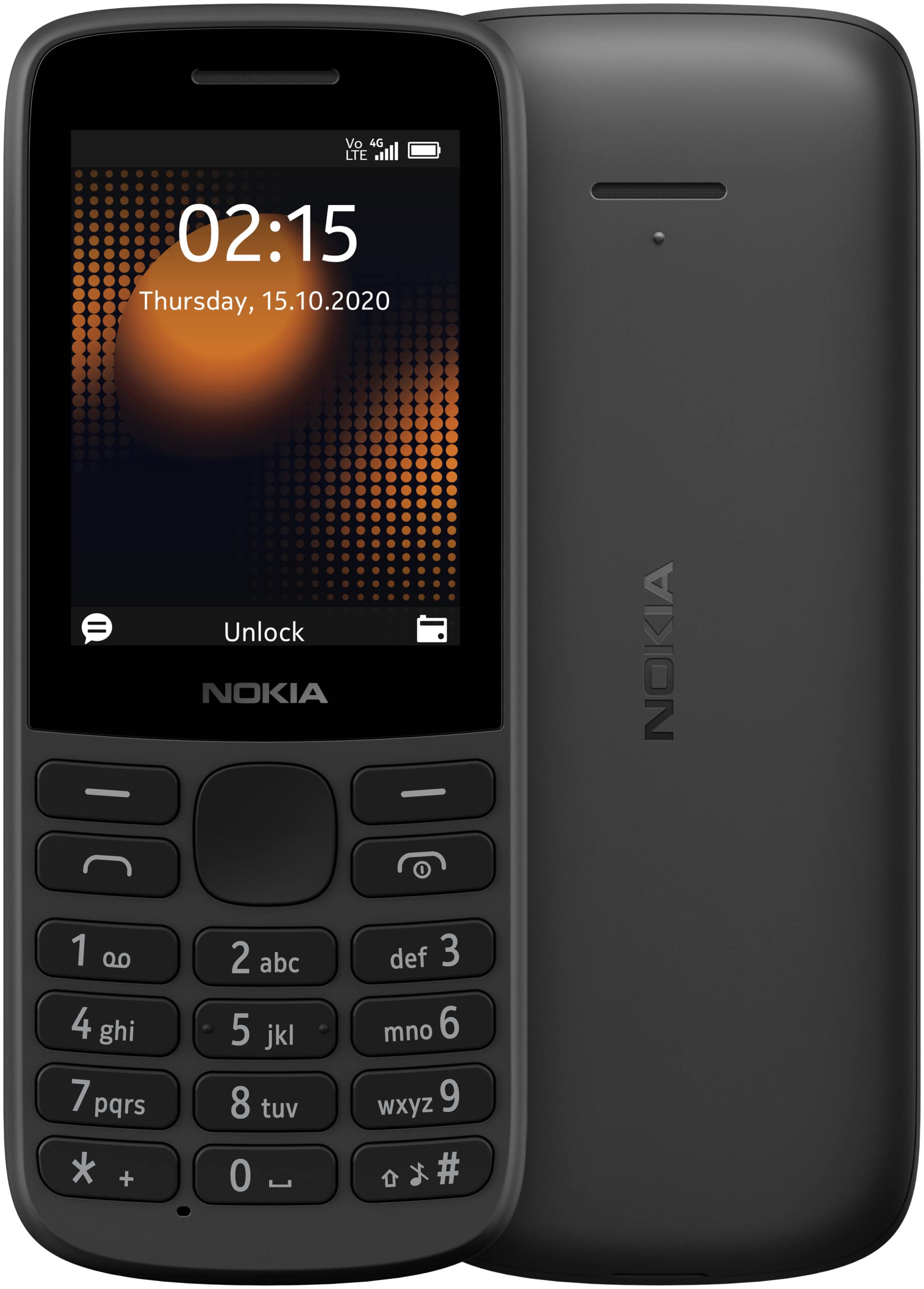 Nokia215 Dual-SIM 128MB ROM,64MB RAM, GSM, Factory Unlocked 4G/LTE Keypad Phone (Black) - International Version