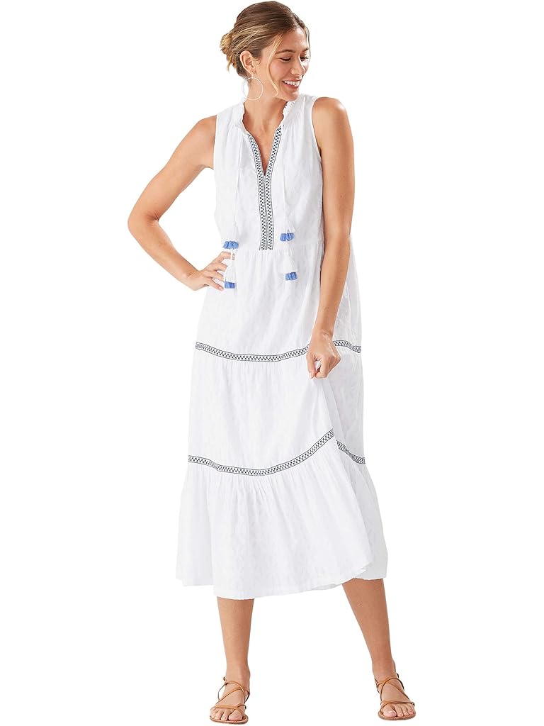 Tommy Bahama Cotton Clip Embellished Split-Neck Dress Cover-Up