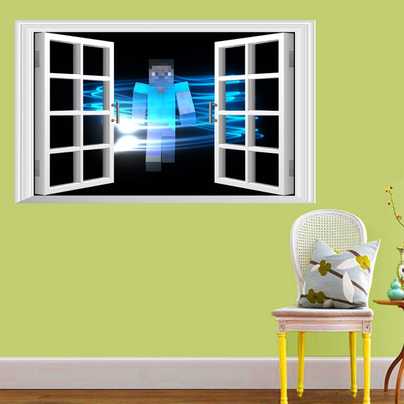 Buy GADGETS WRAP Minecraft Wallpaper Mobs Fake Window Style Wall Decal ...