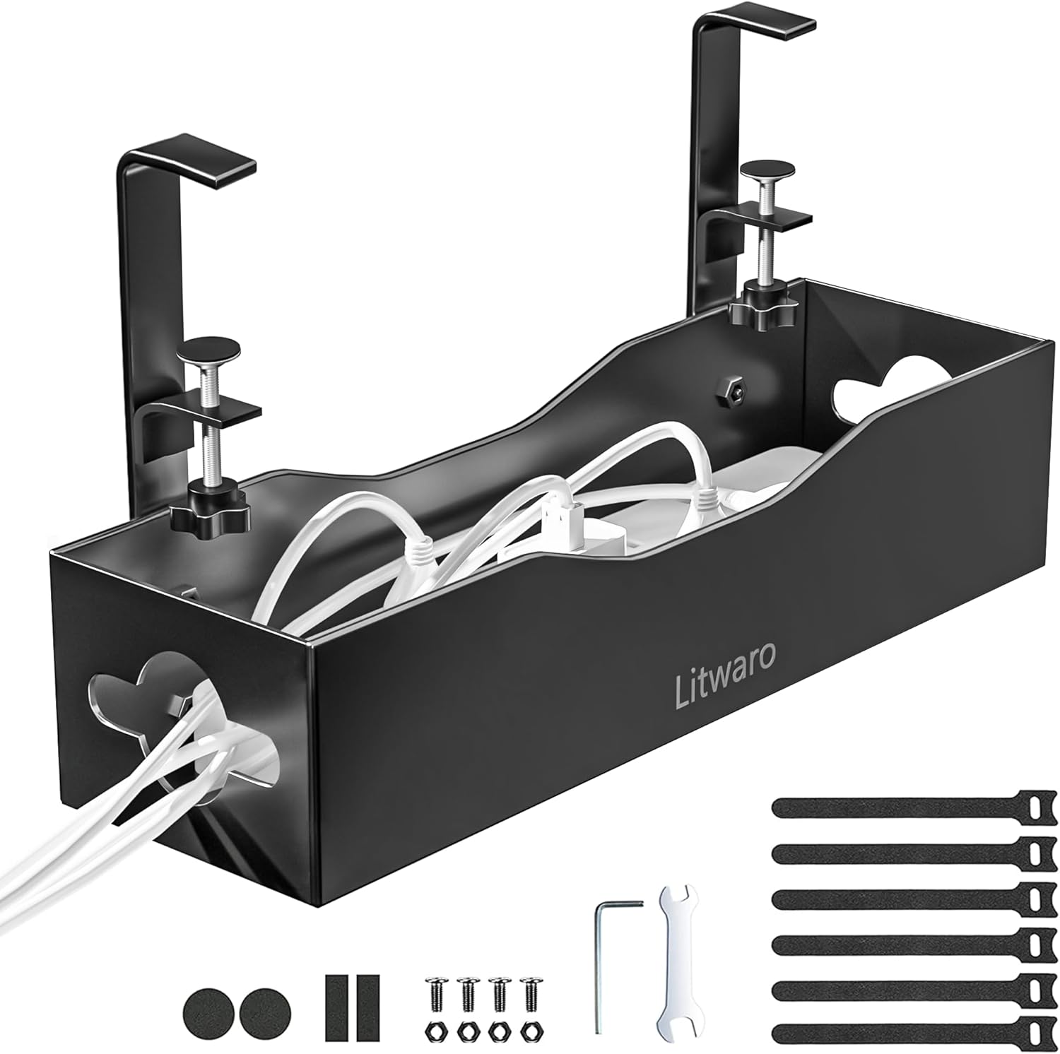 Under Desk Cable Management Tray, Litwaro Cable Management Under Desk ...