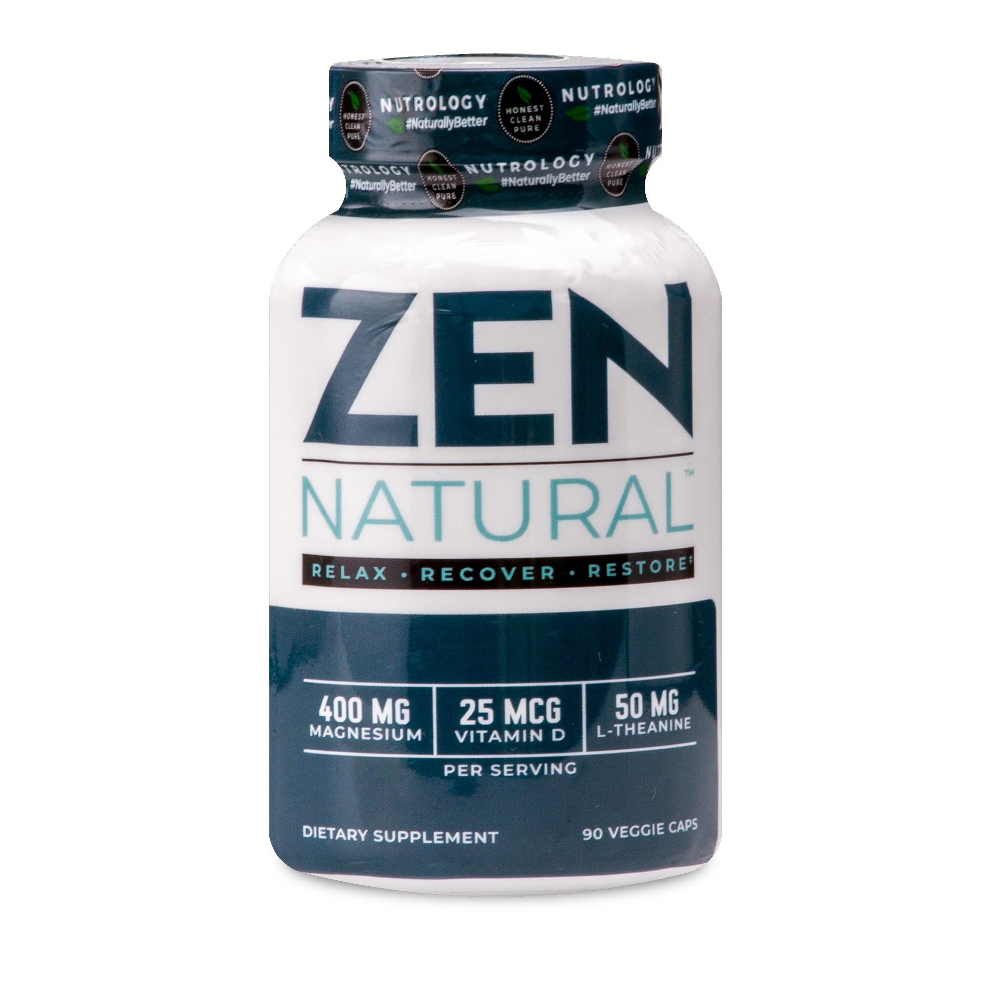 Zen Natural Magnesium Supplement, 400mg Magnesium Malate Per Dose with Vitamin D3, L-Theanine, Promotes Relaxation, Muscle Recovery & Adrenal Health, High Absorption Magnesium, 30 Servings