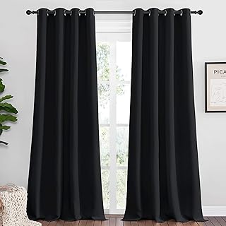 NICETOWN Halloween Patio Blackout Long Curtain Shades, 2 Panels, 55 inches x 120 inches, Black, Summer Home Decoration The...