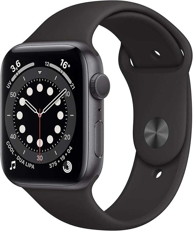 Apple watch series 6 (gps 44 mm) cassa in alluminio grigio siderale con cinturino sport nero