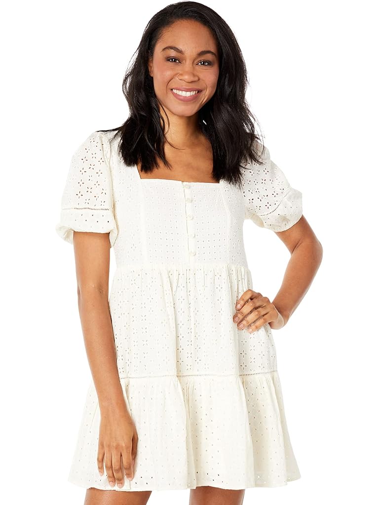 Madewell Eyelet-Mix Tiered Mini Dress