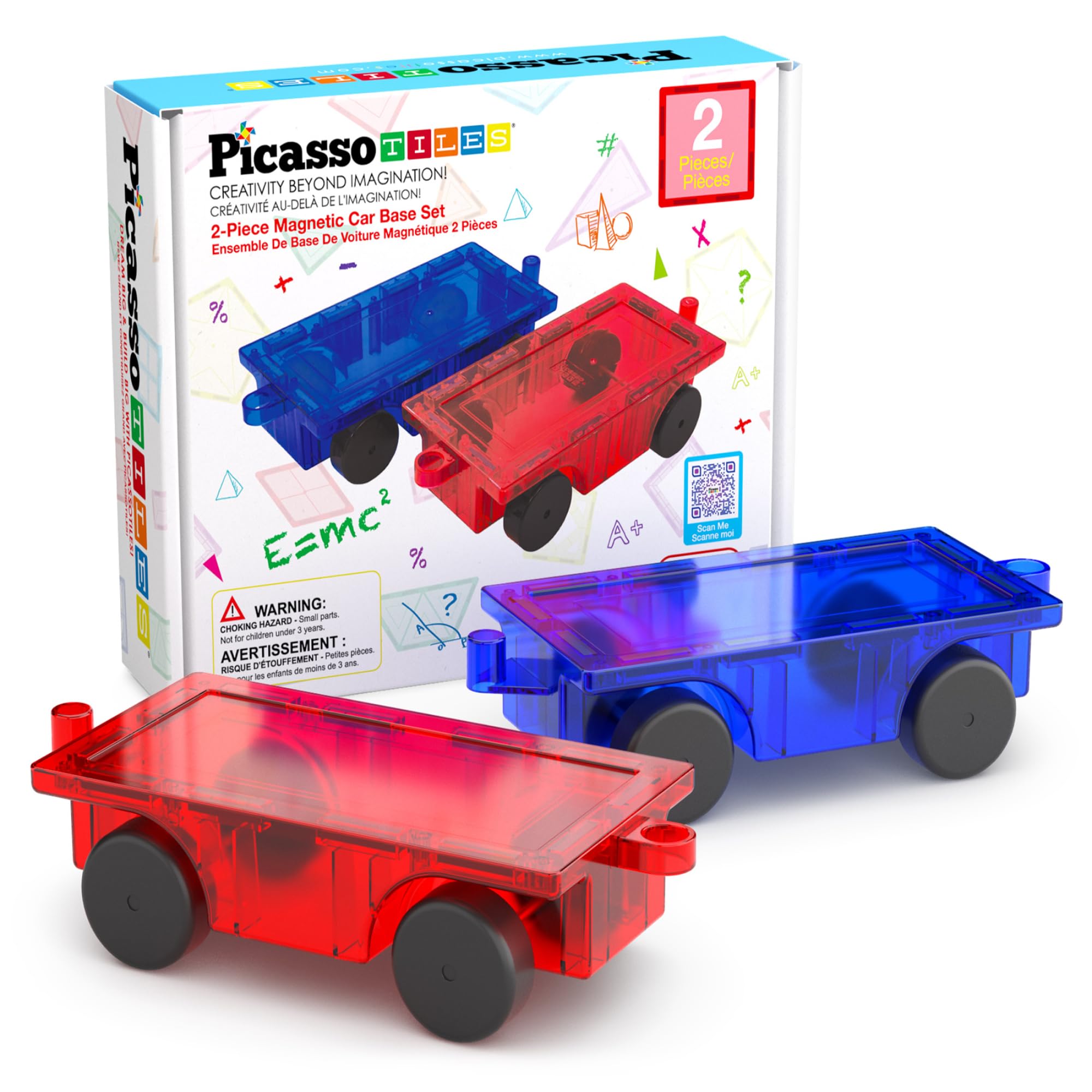 Picasso Tiles 2 Piece Car Truck Set W/Extra Long Bed & Re Enforced Latch, Magnet Building Tile Magnetic Blocks Creativity Beyond Imagination! Educational, Inspirational, Conventional,& Recreational!