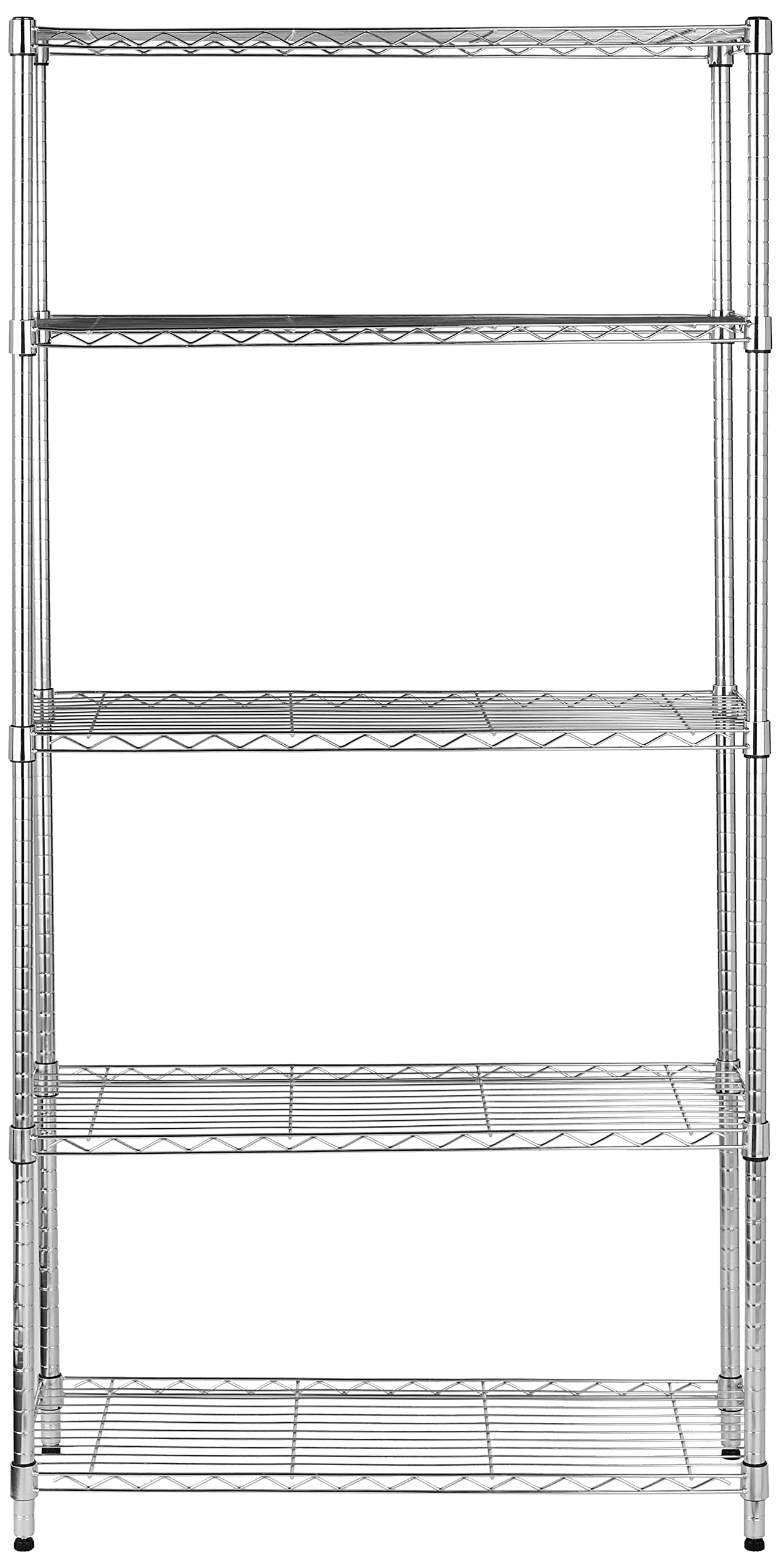 Amazon Basics 5-Shelf Adjustable, Heavy Duty Wide Storage Shelving Unit (350 lbs loading capacity per shelf), Steel Organizer Wire Rack, 36" L x 14" W x 72" H, Chrome Silver