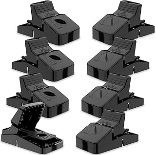 Kat Sense Rat Traps That Work Indoor & Outdoor for Instant Kill Results, Set of 8 Large Reusable Snap Traps for Mice Chipm...