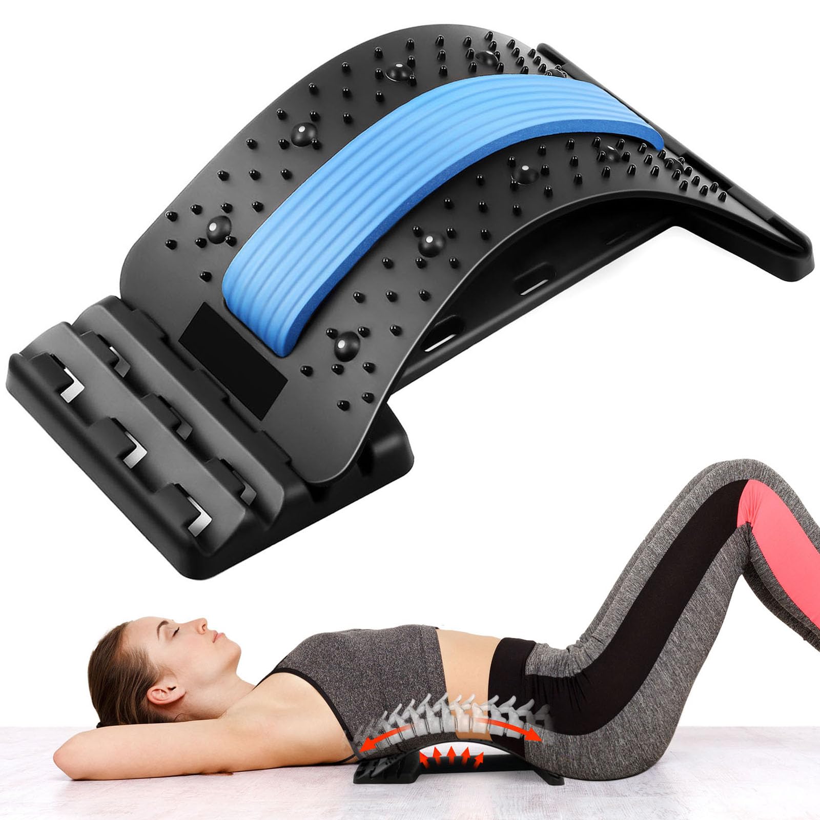 Xergur Lower Back Stretcher Back Cracking Device, Back Stretcher for Lower Back Pain Relief, Back Cracker Board 4 Levels Back Popper, Adjustable Back Crack Spine Stretcher Back Stretch