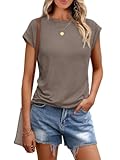 Womens Tops Summer Basic T Shirts Business Casual Loose Fit Cap Sleeve Tee Cute Clothes Trendy Fashion Outfits