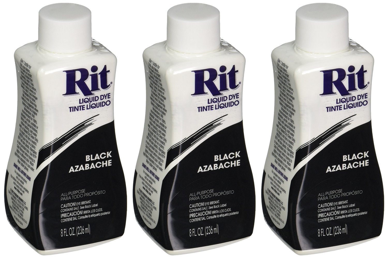 RitLiquid Fabric Dye Black 8 Ounces, Pack of 3