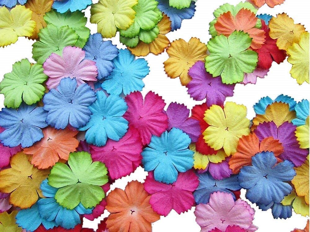 Handmade100 pcs Patch Starburst Flowers 29x29mm Mulberry Paper Flowers Scrapbooking Wedding DIY Craft Supplies Card Artificial Flowers 10 Colors