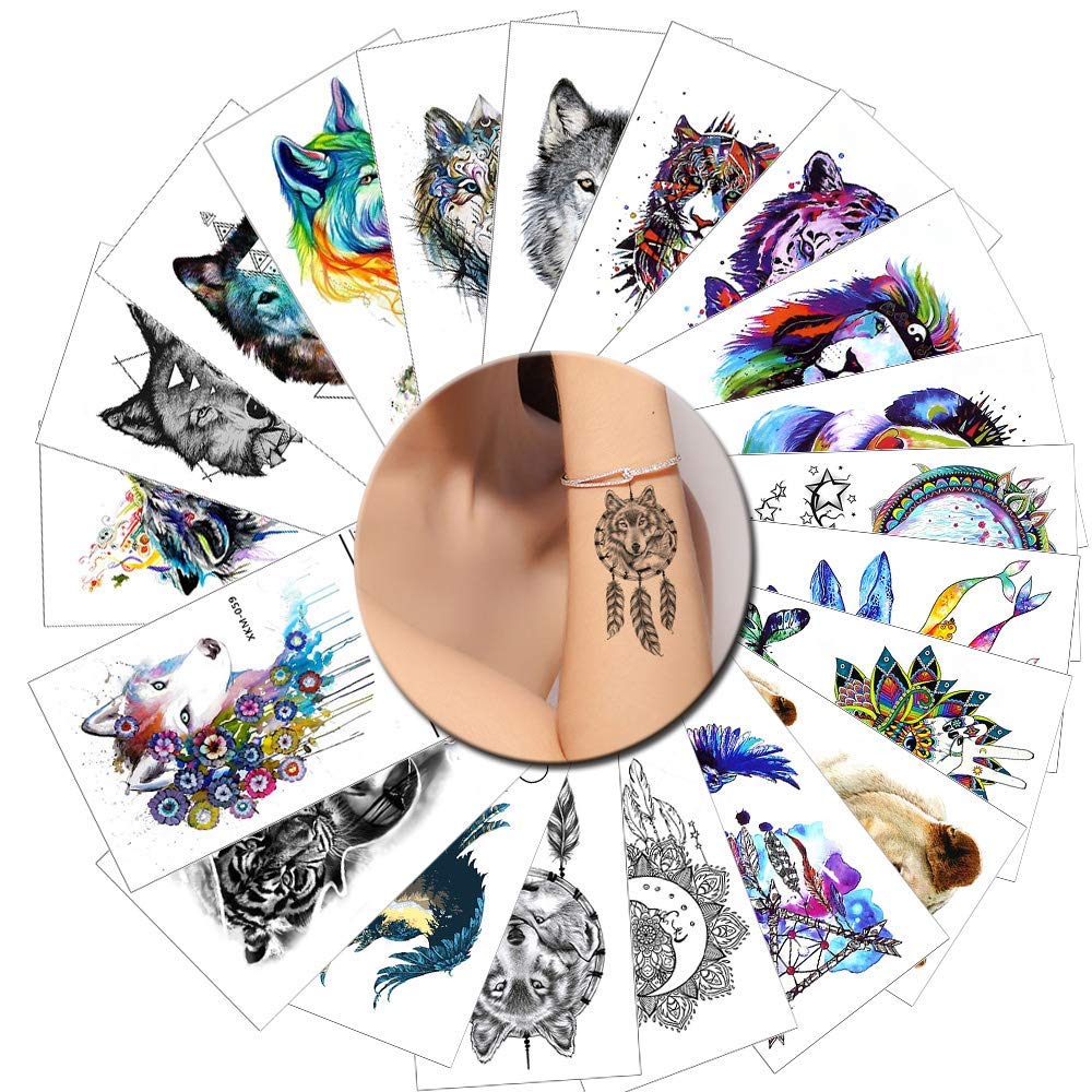 20 Sheets Small Tiny Temporary Tattoo Sticker Body Hand Neck Wrist Skin Animals Aerospace Art Fashion