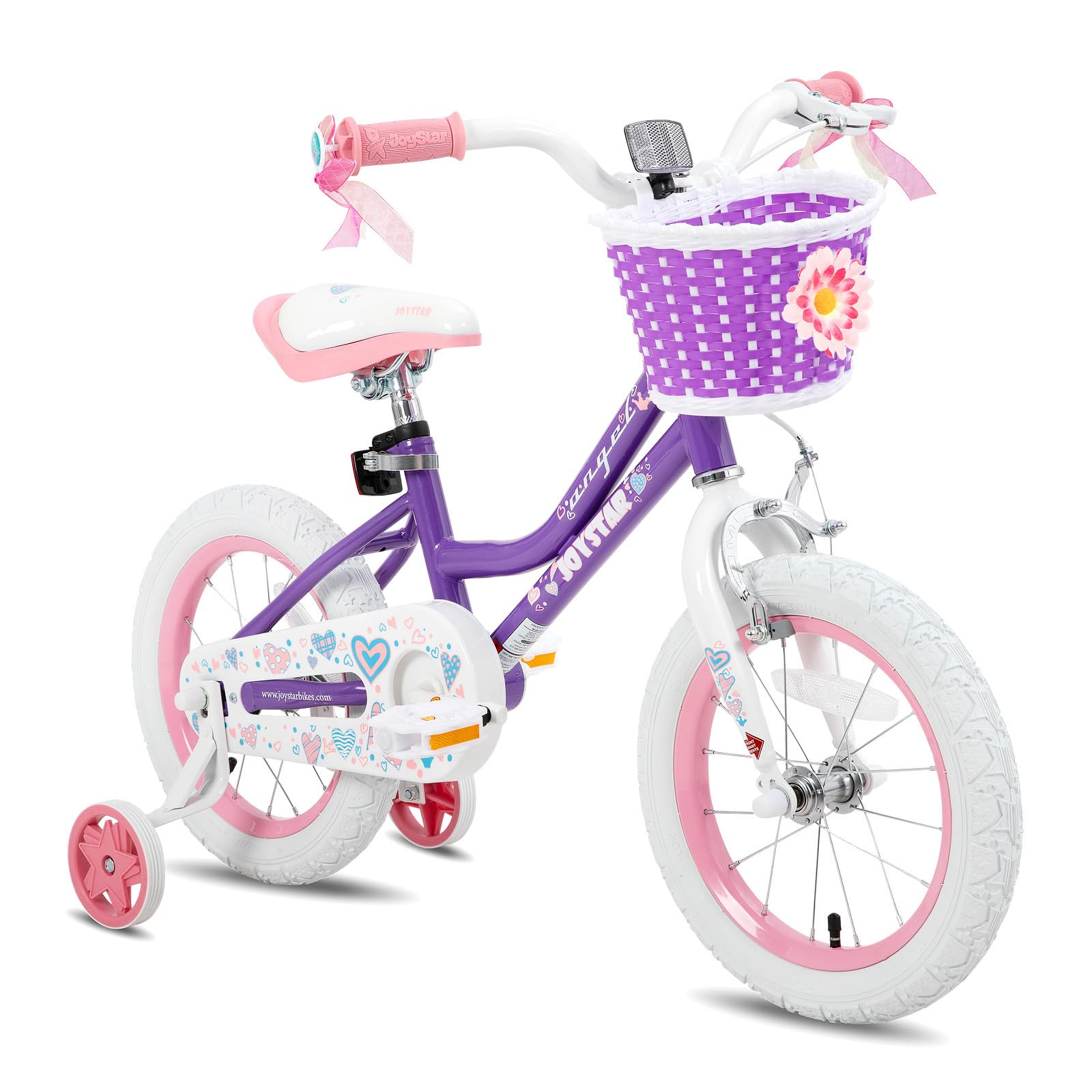 JOYSTAR Angel Girls Bike for Toddlers and Kids Ages 2-13 Years Old, 12 14 16 18 20 Inch Kids Bike with Training Wheels & Basket, 20 24 Inch Girls Bicycle with Handbrake & Kickstand