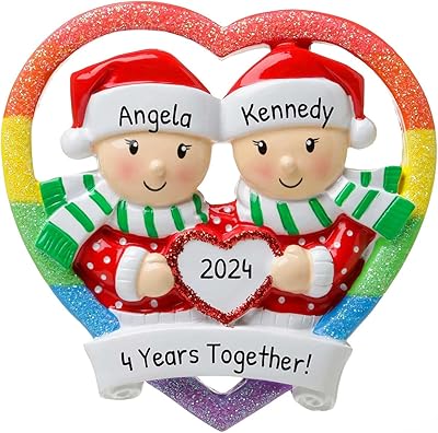 Personalized Couples Ornament 2024 - Pride Christmas Ornaments Pride Decor Rainbow Ornament Heart Ornaments Couple Gifts for Christmas Couple Christmas Ornaments by Elves