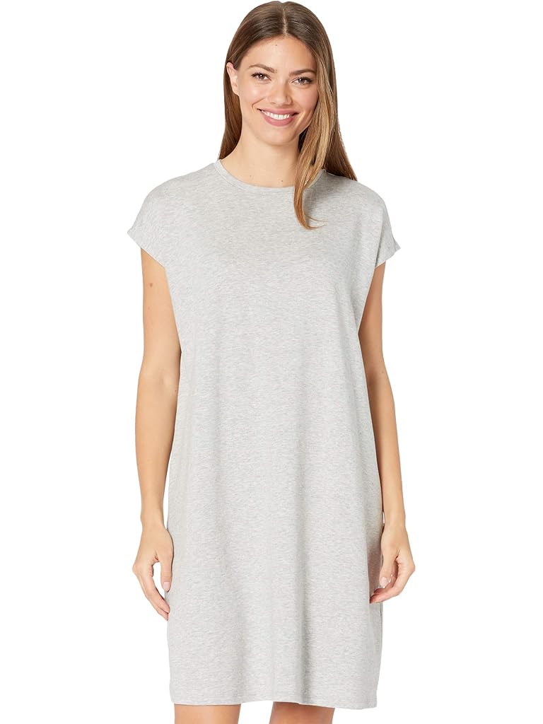 Eileen Fisher Tencel Organic Cotton Fleece Crew Neck Boxy Dress