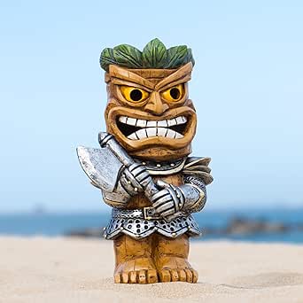 EPTUEGA Solar Tiki Statue-Outdoor Statues Tiki - Tiki Statue-Tiki Bar Decor-Tiki Decorations Outdoor Patio Tiki Decor for Tiki Bar, Patio, Balcony, Yard, Backyard,Lawn Ornament,4.29&#34; x 5.59&#34; x 9.76&#34;