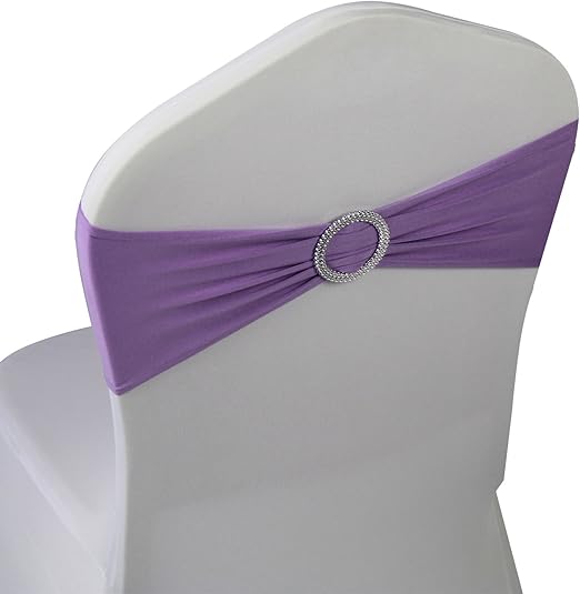 Amazon.com: WELMATCH Lavender Spandex Chair Bands Sashes - 50 pcs ...