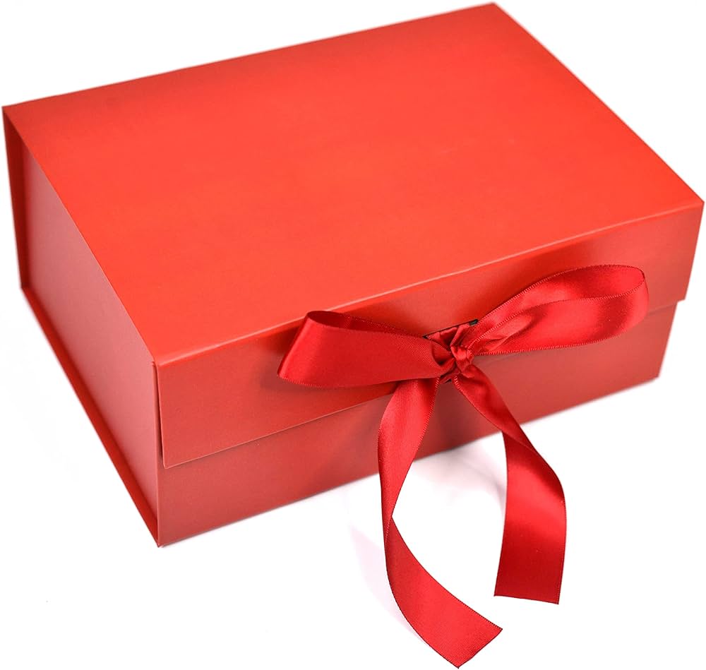 BRB® - Red Foldable Gift Boxes for Packaging with Matching Ribbon ...