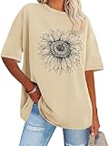 Womens Oversized Tshirt Graphic Tees Crew Neck Summer Short Sleeve Loose Fit Tops