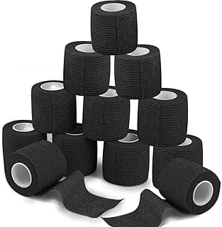 ANAMPION 12 Rolls Self-Adhesive Football Sock Tape 5cm x 4.5m Self Adherent Cohesive Bandages Wrap First Aid Athletic Spor...