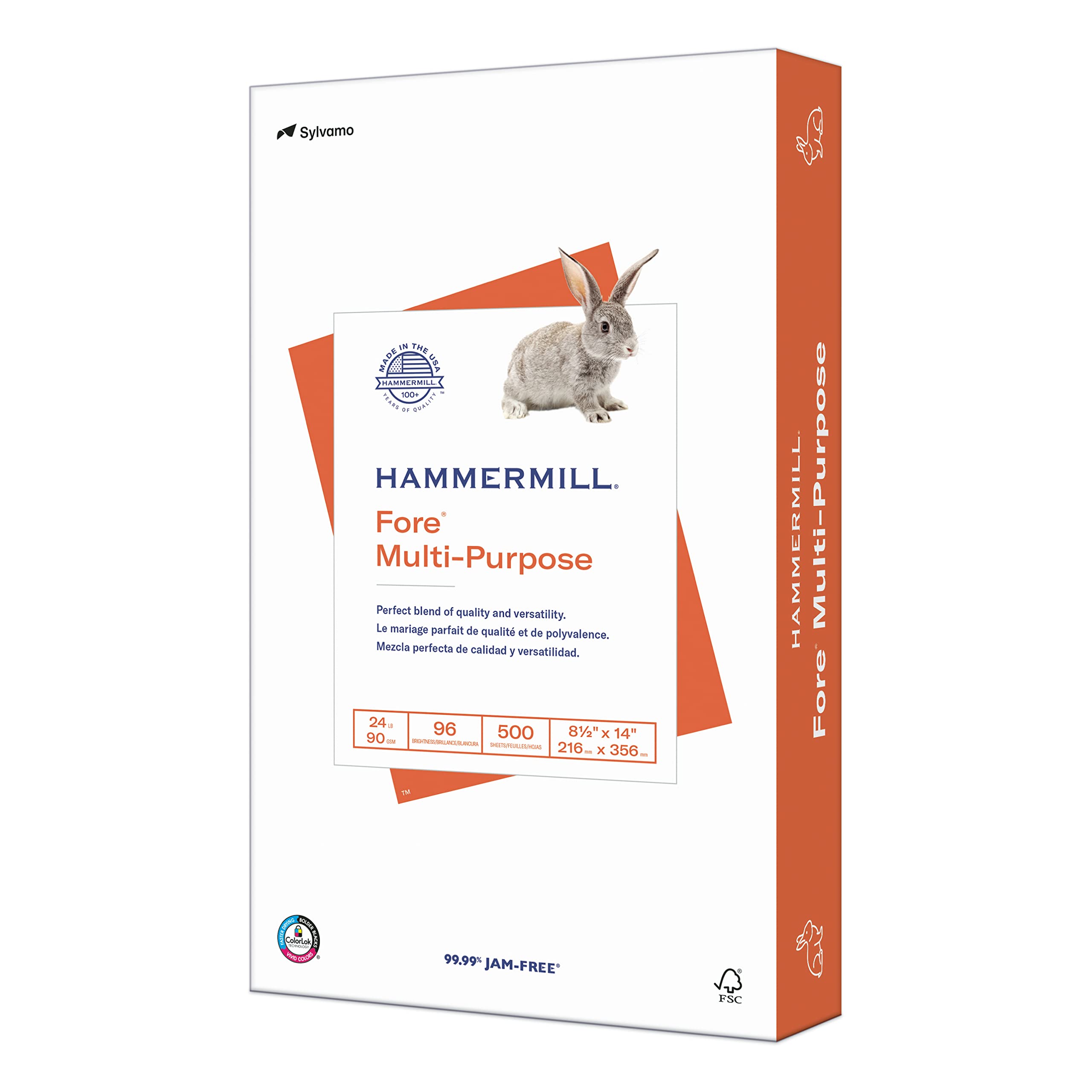 Hammermill Paper, Fore Multipurpose Paper, 8.5 x 14 Paper, Legal Size, 20lb Paper, 96 Bright, 1 Ream / 500 Sheets (101279R) Acid Free Paper