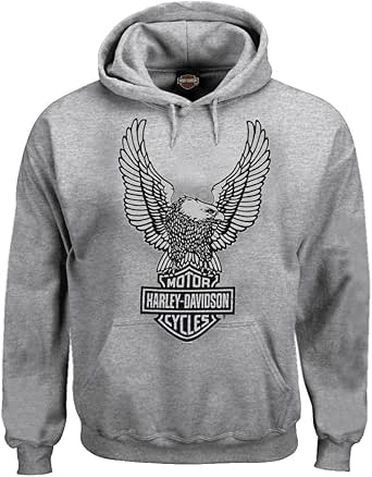 Harley-Davidson Men&#39;s Pullover Hooded Sweatshirt, H-D Eagle Hoodie Gray 30296665