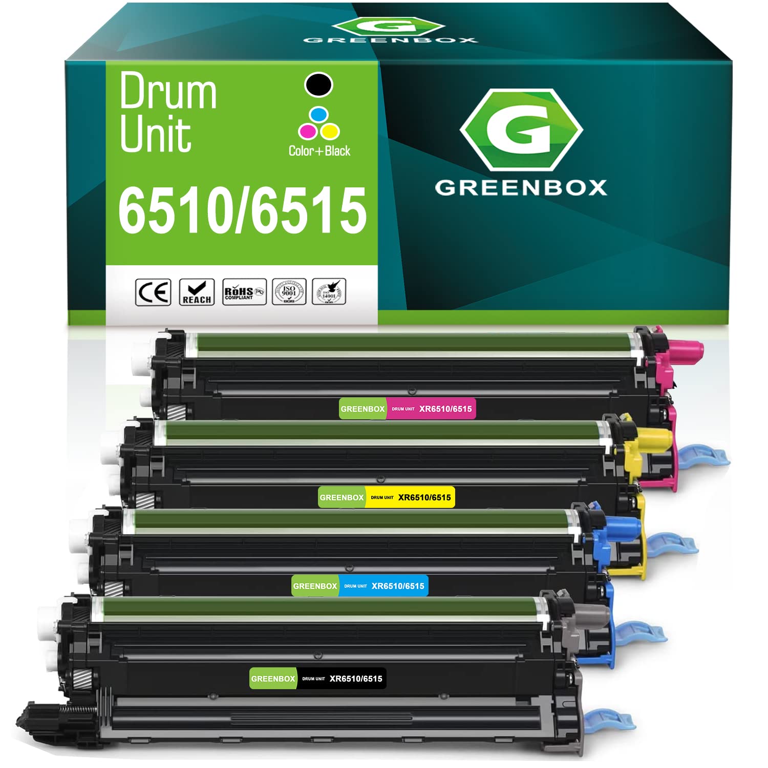 GREENBOXRemanfactured 6510/6515 Drum Unit Replacement for Xerox 108R01420 108R01419 108R01417 108R01418 for Xerox Phaser 6510DNM 6510DN 6510DNI 6510N WorkCentre 6515DNI 6515DNM 6515DN 6515N (4 Pack)